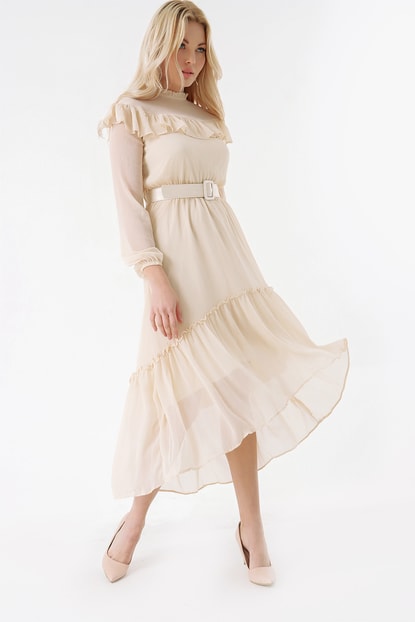 Arched Cream Chiffon Dress