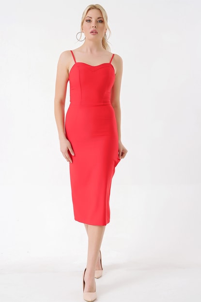 Hanging Rope Pencil Dress Red FM