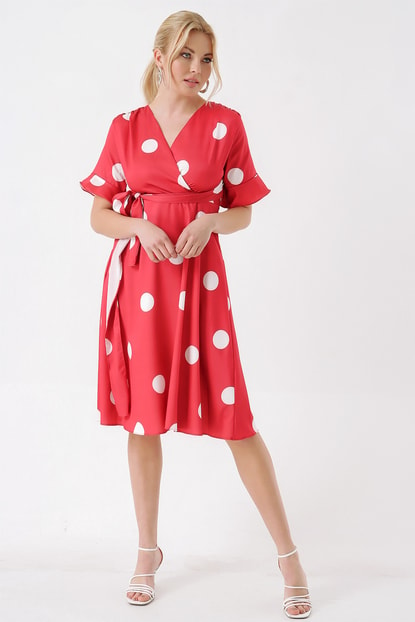 Red Polka Dot Handles Handle Short Dress