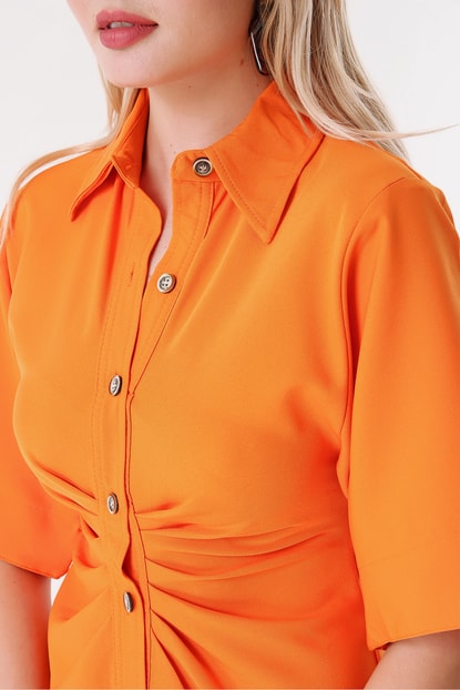 Detailed orange ruffles Dress Shirts