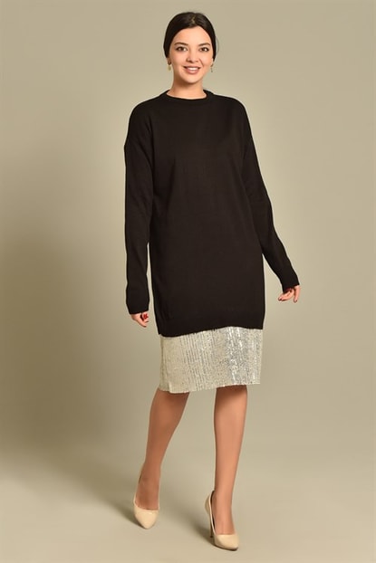 Black Sweater Dress Sequin Skirt Pula