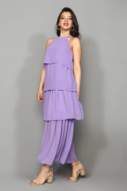 Cruciferous Purple Chiffon Dress