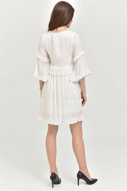 Frilly White Satin Dress