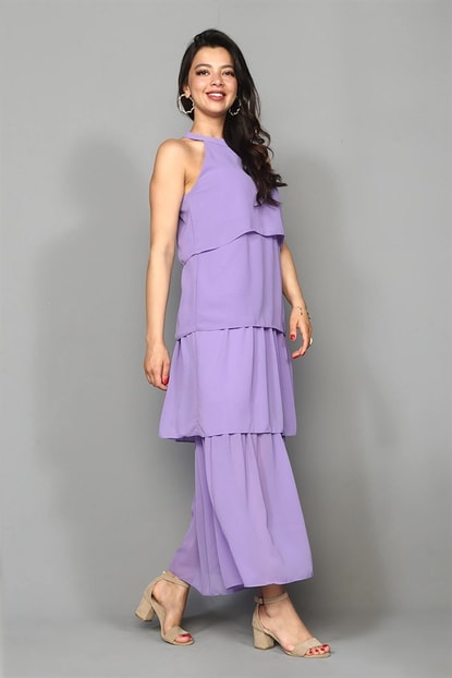Cruciferous Purple Chiffon Dress