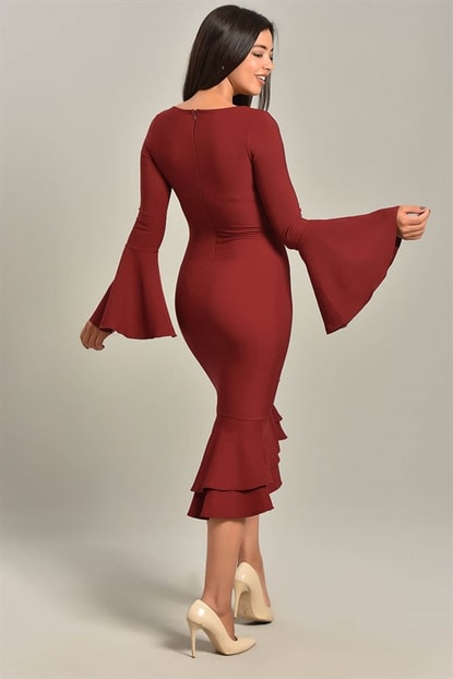 Bordeaux sleeves and skirt Flywheel Design Dresses