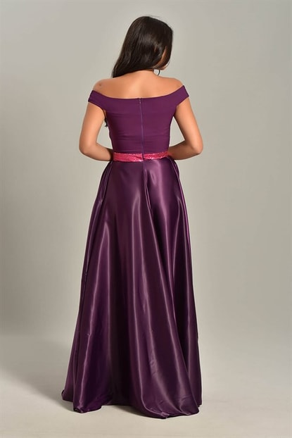 Purple Satin Evening Dress