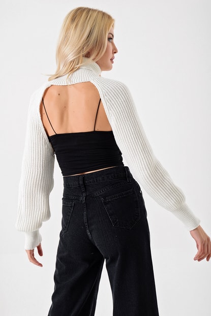 White Crop Sweater Long Sleeve Sweater