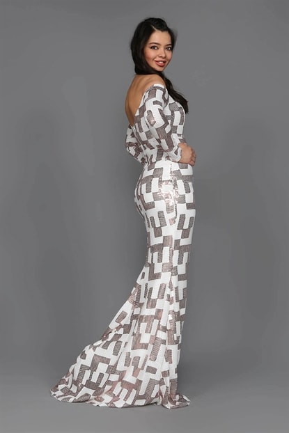 White Design Evening Dress