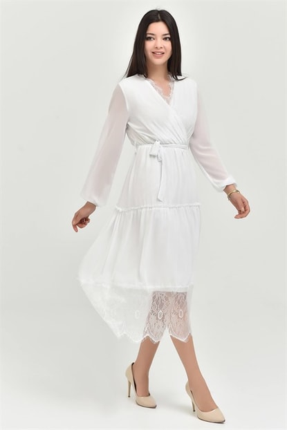 Tulle Dress Length Midi Skirt White Tip