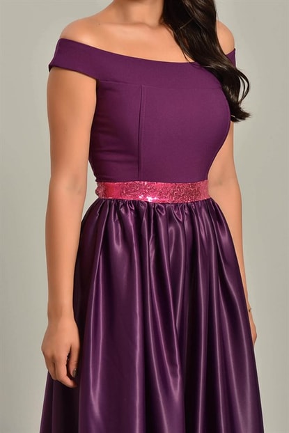 Purple Satin Evening Dress