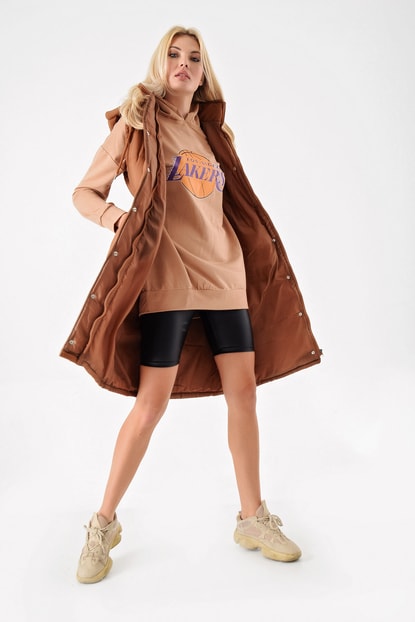 Brown Hooded Vest Inflatable