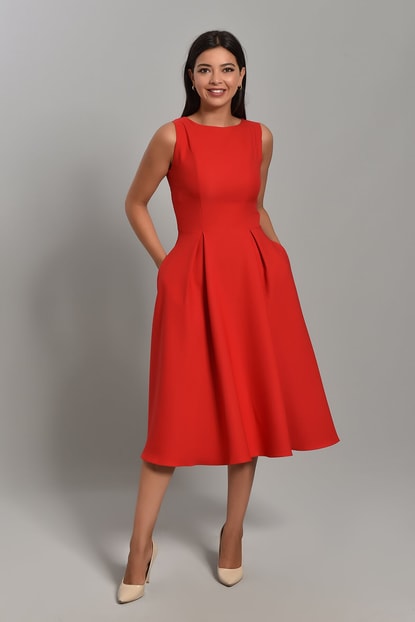 Red Midi Dress Length