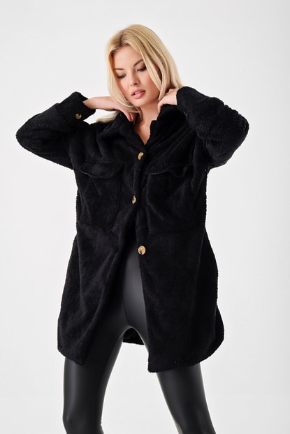 Black Artificial Fur Coat