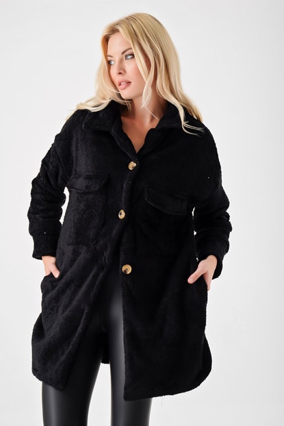 Black Artificial Fur Coat